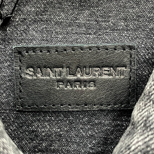 SAINT LAURENT PARIS Denim Jacket 484738 Cotton denim black Heart emblem Logo button Women S Used Authentic