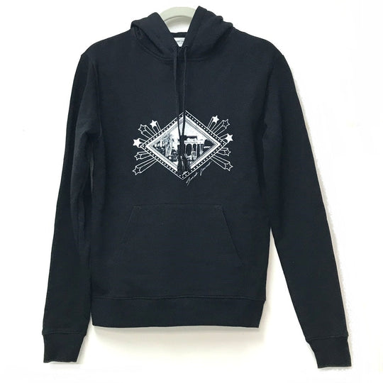 SAINT LAURENT PARIS Hoodie 605507 cotton black Jardin Majorelle Hoodie Hoodie mens XS Used Authentic
