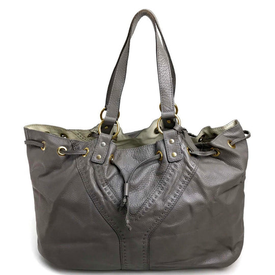 YVES SAINT LAURENT Tote Bag leather Charcoal gray type reversible sack double Women Used Authentic