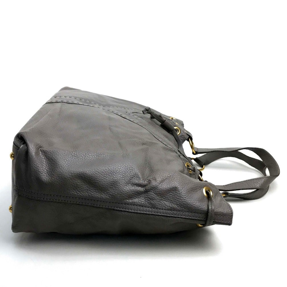 YVES SAINT LAURENT Tote Bag leather Charcoal gray type reversible sack double Women Used Authentic