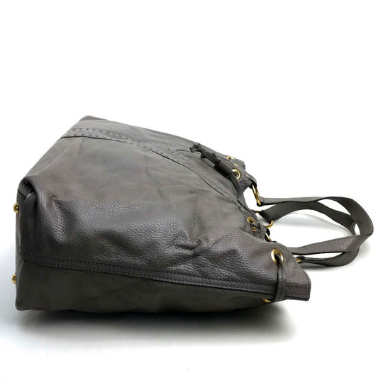 YVES SAINT LAURENT Tote Bag leather Charcoal gray type reversible sack double Women Used Authentic
