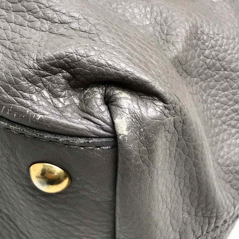 YVES SAINT LAURENT Tote Bag leather Charcoal gray type reversible sack double Women Used Authentic
