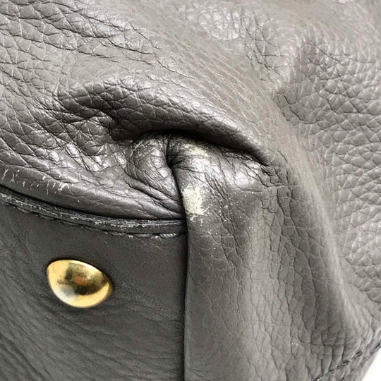 YVES SAINT LAURENT Tote Bag leather Charcoal gray type reversible sack double Women Used Authentic