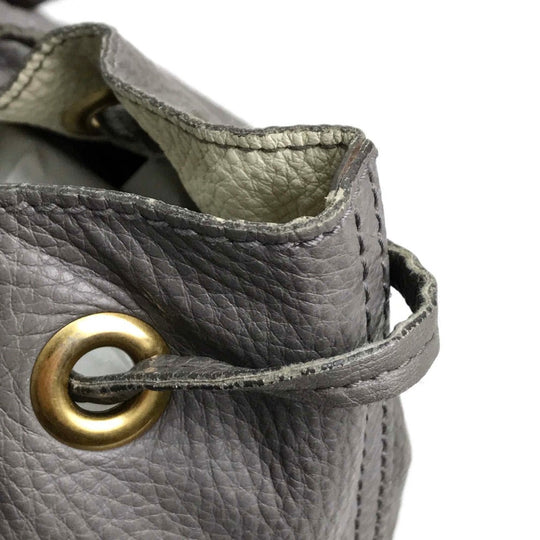 YVES SAINT LAURENT Tote Bag leather Charcoal gray type reversible sack double Women Used Authentic
