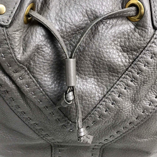 YVES SAINT LAURENT Tote Bag leather Charcoal gray type reversible sack double Women Used Authentic