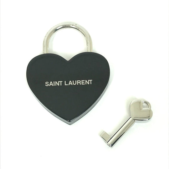 SAINT LAURENT PARIS Key ring metal black Key padlock logo heart Women Used Authentic