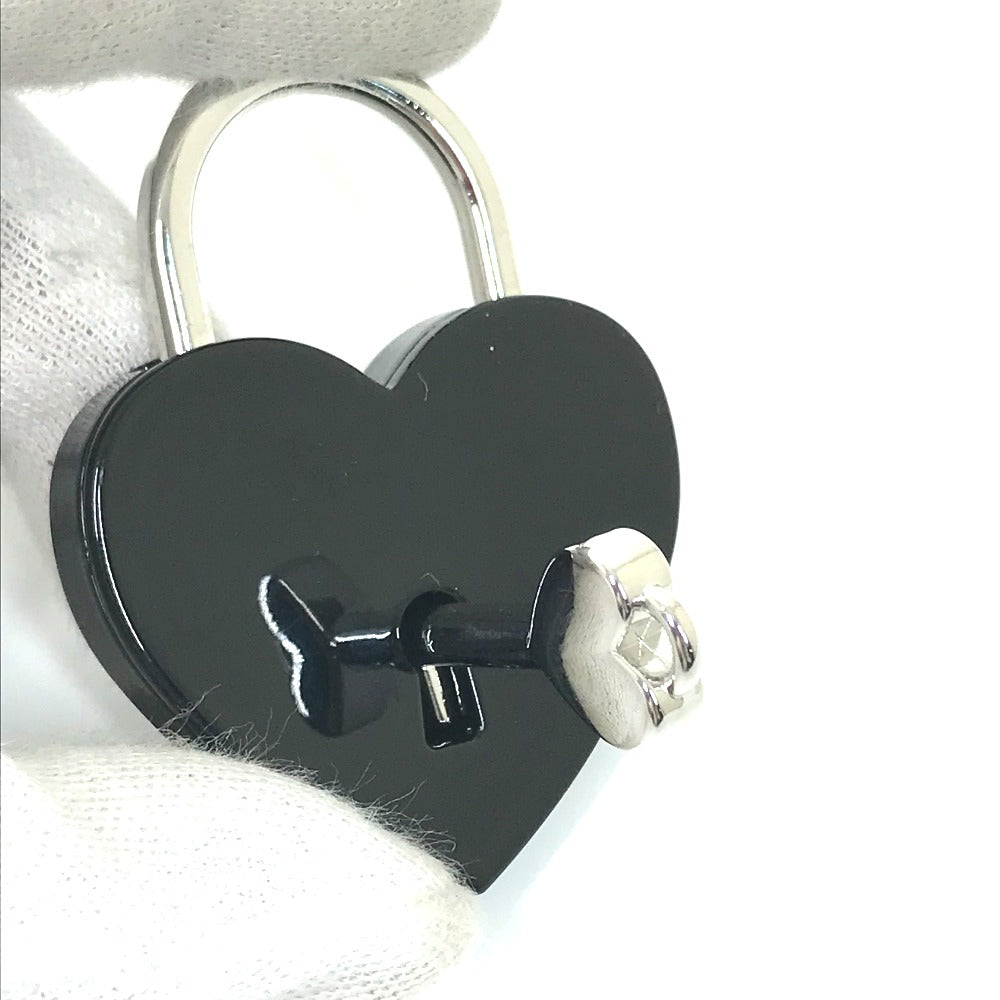 SAINT LAURENT PARIS Key ring metal black Key padlock logo heart Women Used Authentic