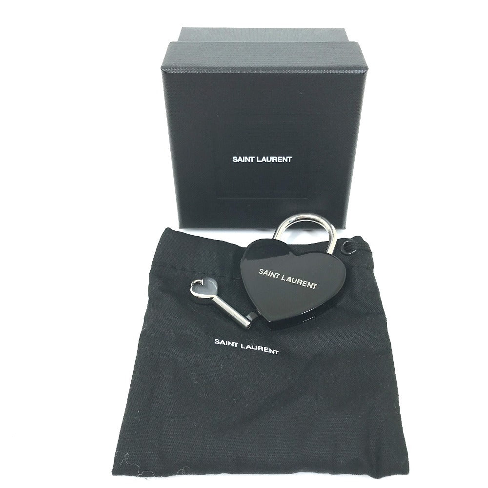 SAINT LAURENT PARIS Key ring metal black Key padlock logo heart Women Used Authentic