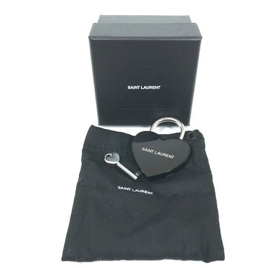 SAINT LAURENT PARIS Key ring metal black Key padlock logo heart Women Used Authentic