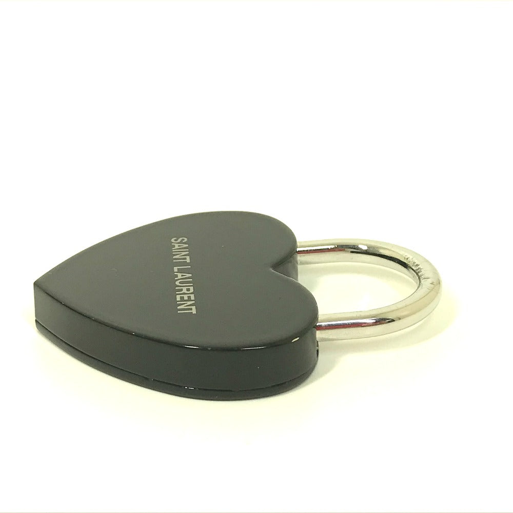 SAINT LAURENT PARIS Key ring metal black Key padlock logo heart Women Used Authentic