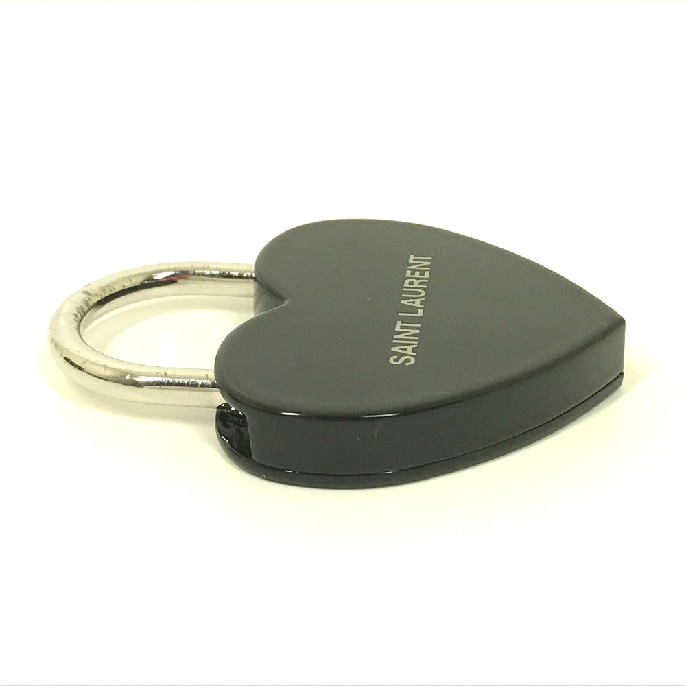 SAINT LAURENT PARIS Key ring metal black Key padlock logo heart Women Used Authentic