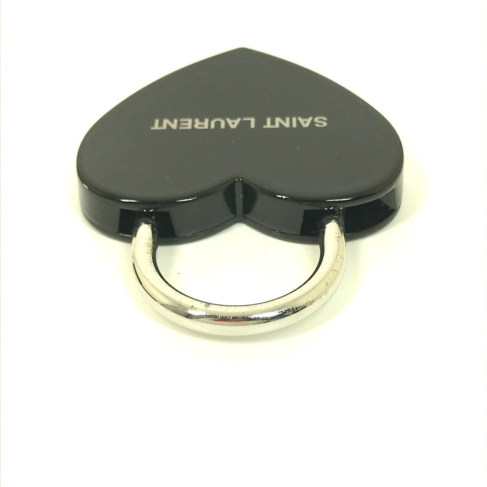 SAINT LAURENT PARIS Key ring metal black Key padlock logo heart Women Used Authentic