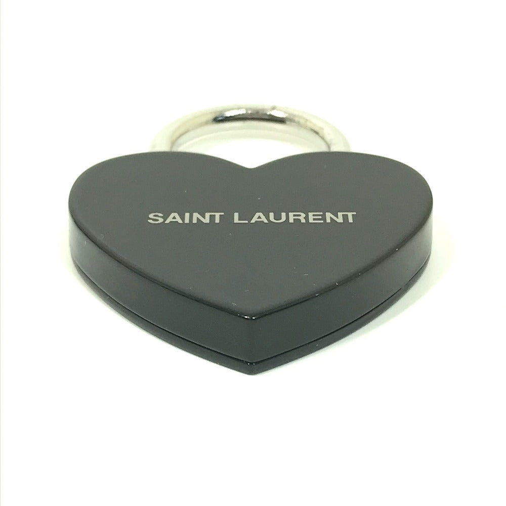 SAINT LAURENT PARIS Key ring metal black Key padlock logo heart Women Used Authentic