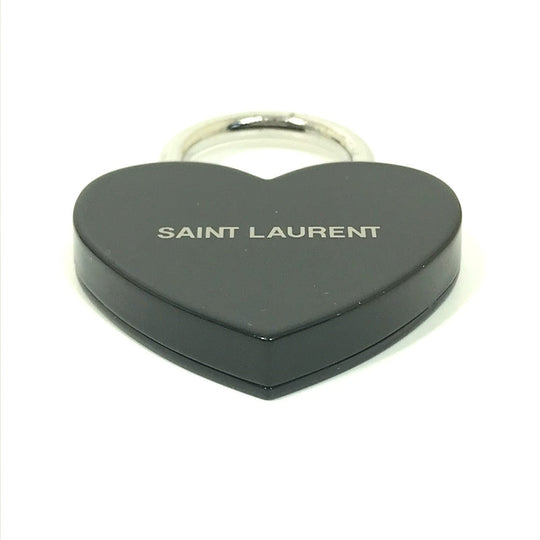 SAINT LAURENT PARIS Key ring metal black Key padlock logo heart Women Used Authentic