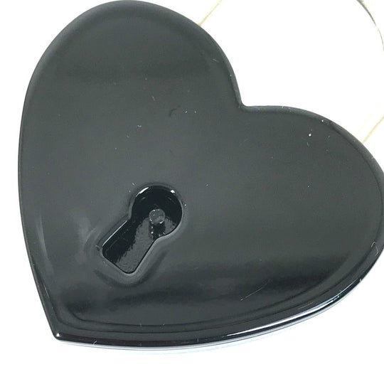 SAINT LAURENT PARIS Key ring metal black Key padlock logo heart Women Used Authentic