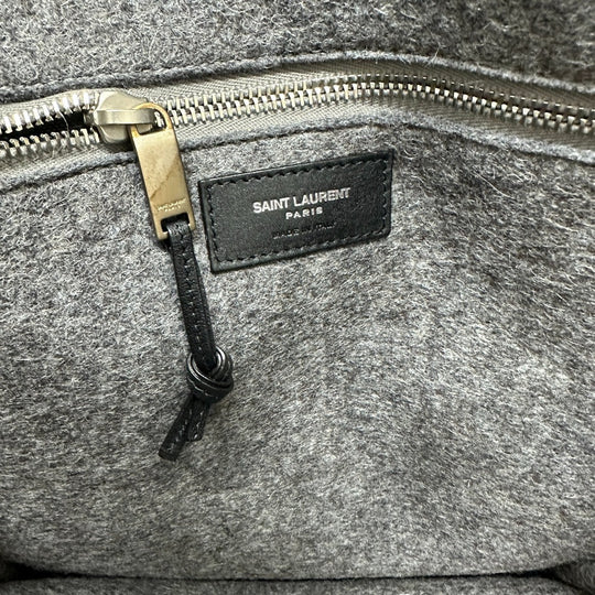 SAINT LAURENT PARIS Tote Bag 632539 Felt / leather gray Shoulder Bag RIVE GAUCHE Women Used Authentic