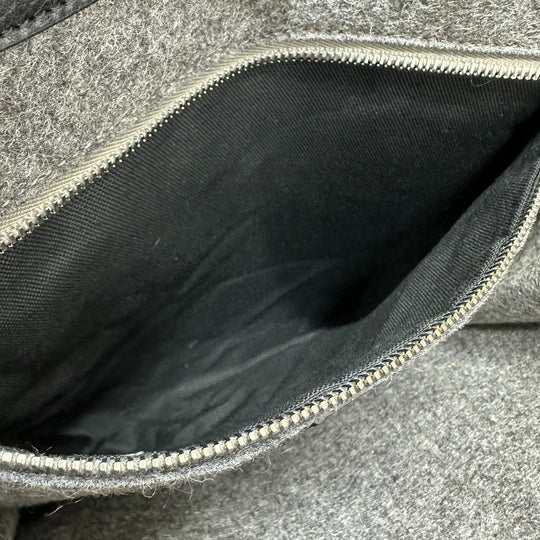 SAINT LAURENT PARIS Tote Bag 632539 Felt / leather gray Shoulder Bag RIVE GAUCHE Women Used Authentic