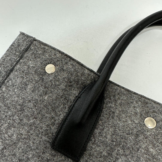 SAINT LAURENT PARIS Tote Bag 632539 Felt / leather gray Shoulder Bag RIVE GAUCHE Women Used Authentic