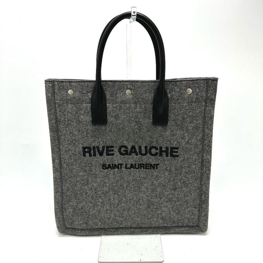 SAINT LAURENT PARIS Tote Bag 632539 Felt / leather gray Shoulder Bag RIVE GAUCHE Women Used Authentic