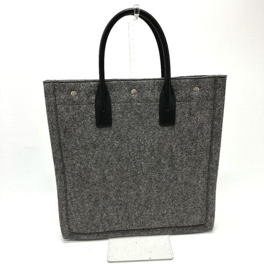 SAINT LAURENT PARIS Tote Bag 632539 Felt / leather gray Shoulder Bag RIVE GAUCHE Women Used Authentic