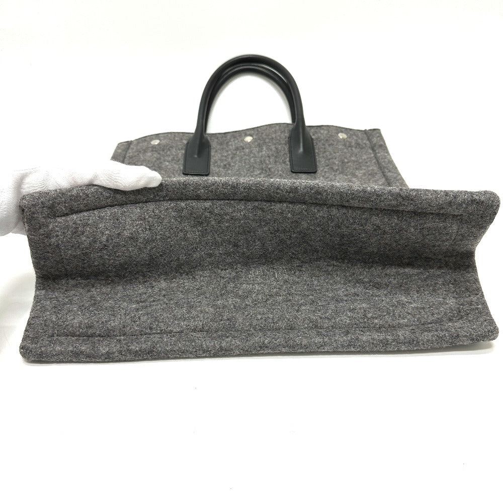 SAINT LAURENT PARIS Tote Bag 632539 Felt / leather gray Shoulder Bag RIVE GAUCHE Women Used Authentic