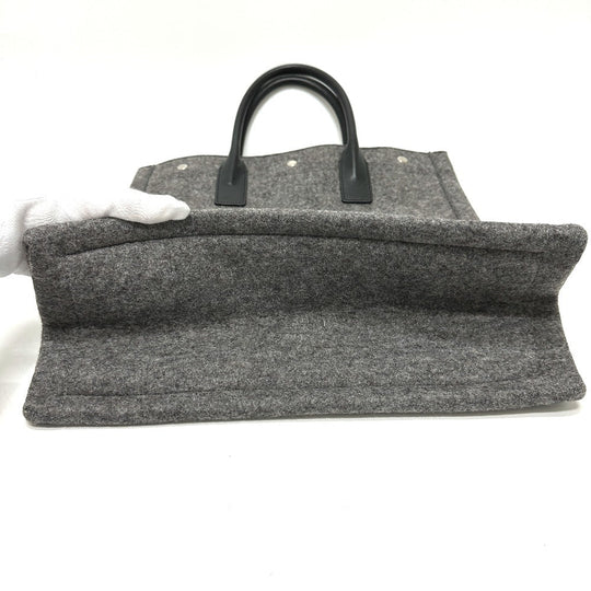 SAINT LAURENT PARIS Tote Bag 632539 Felt / leather gray Shoulder Bag RIVE GAUCHE Women Used Authentic