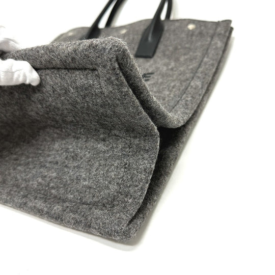 SAINT LAURENT PARIS Tote Bag 632539 Felt / leather gray Shoulder Bag RIVE GAUCHE Women Used Authentic