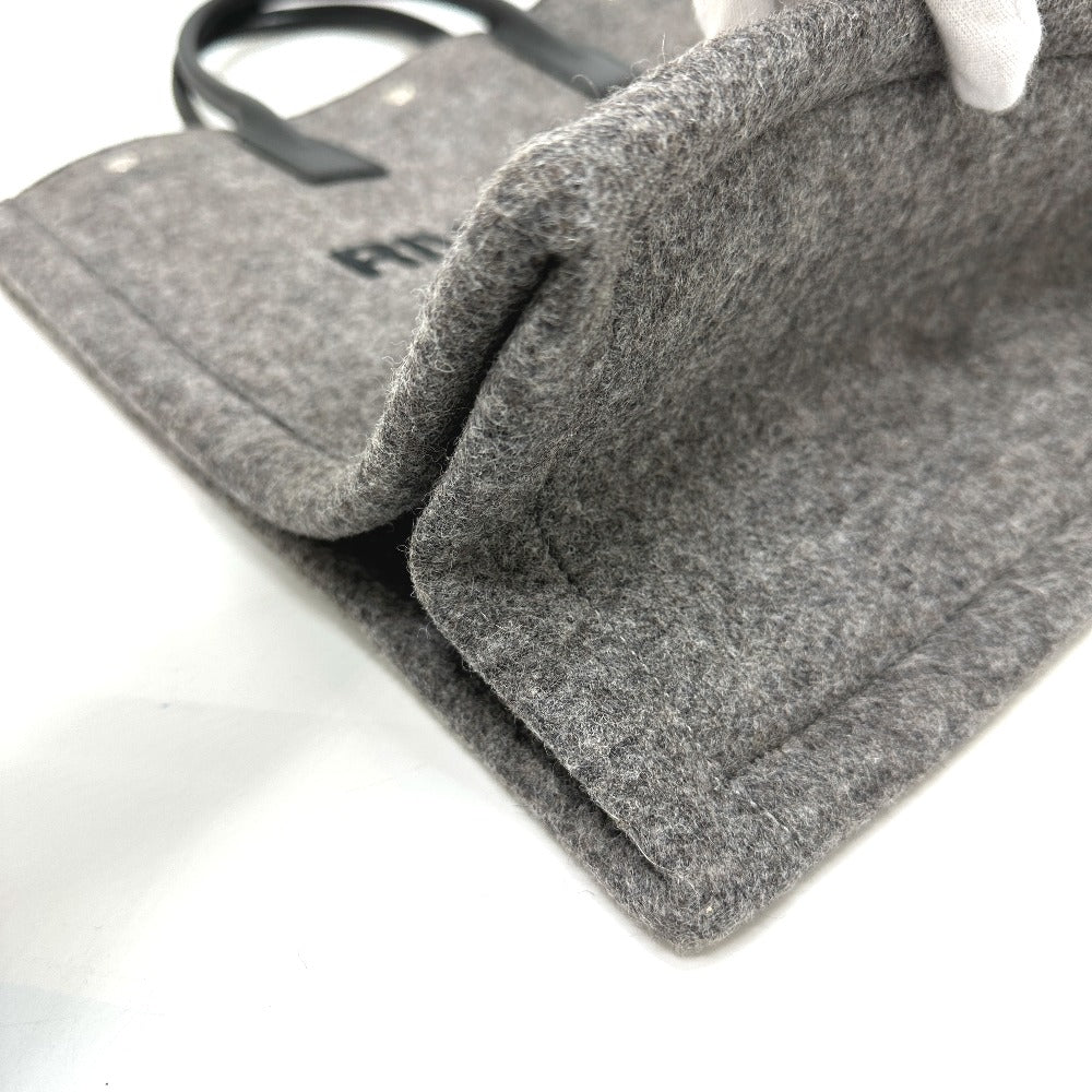 SAINT LAURENT PARIS Tote Bag 632539 Felt / leather gray Shoulder Bag RIVE GAUCHE Women Used Authentic