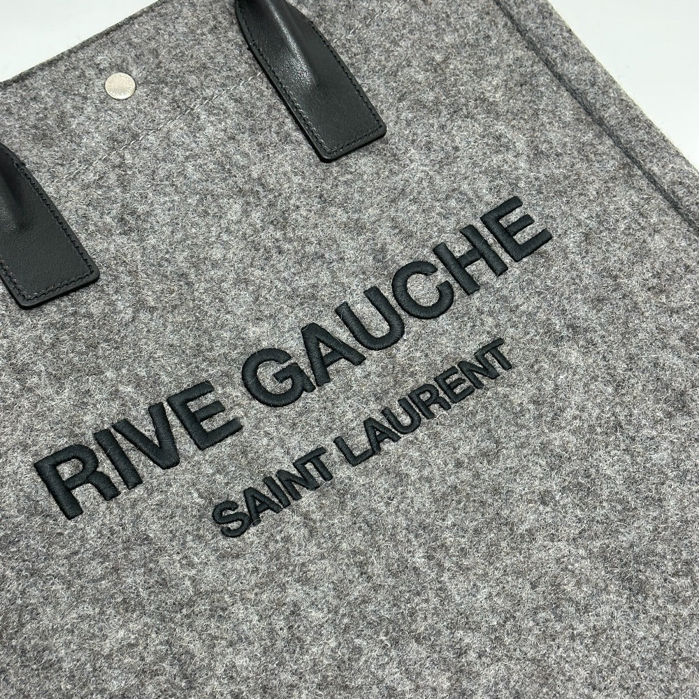 SAINT LAURENT PARIS Tote Bag 632539 Felt / leather gray Shoulder Bag RIVE GAUCHE Women Used Authentic