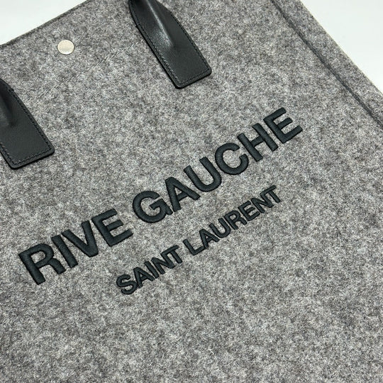 SAINT LAURENT PARIS Tote Bag 632539 Felt / leather gray Shoulder Bag RIVE GAUCHE Women Used Authentic