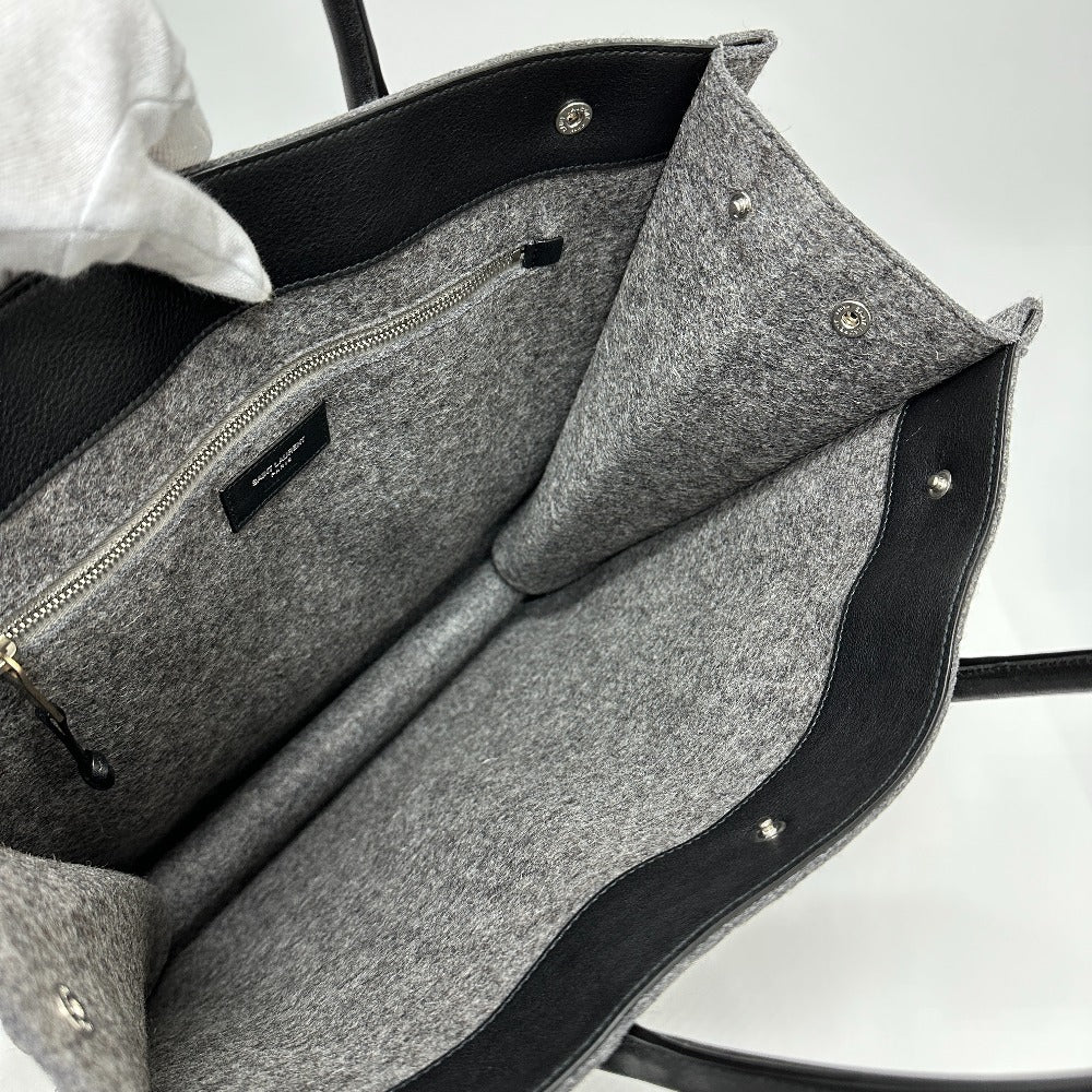 SAINT LAURENT PARIS Tote Bag 632539 Felt / leather gray Shoulder Bag RIVE GAUCHE Women Used Authentic