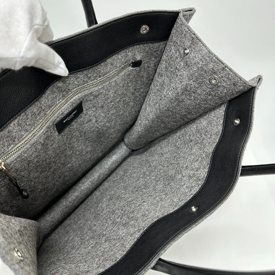SAINT LAURENT PARIS Tote Bag 632539 Felt / leather gray Shoulder Bag RIVE GAUCHE Women Used Authentic