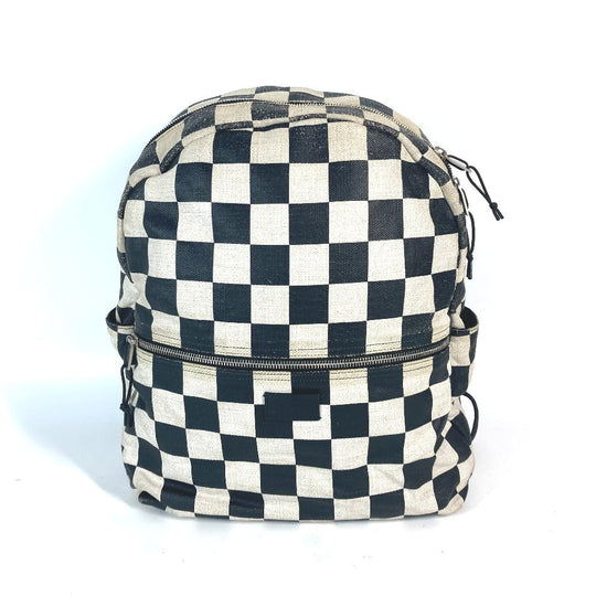SAINT LAURENT PARIS Backpack 609109 Leather / coated canvas beige Grid pattern mens Used Authentic
