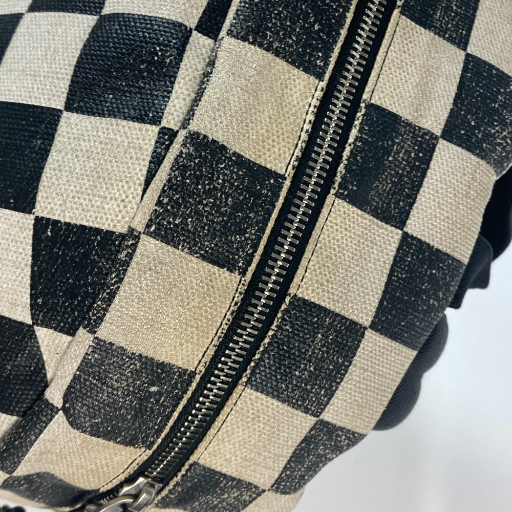 SAINT LAURENT PARIS Backpack 609109 Leather / coated canvas beige Grid pattern mens Used Authentic