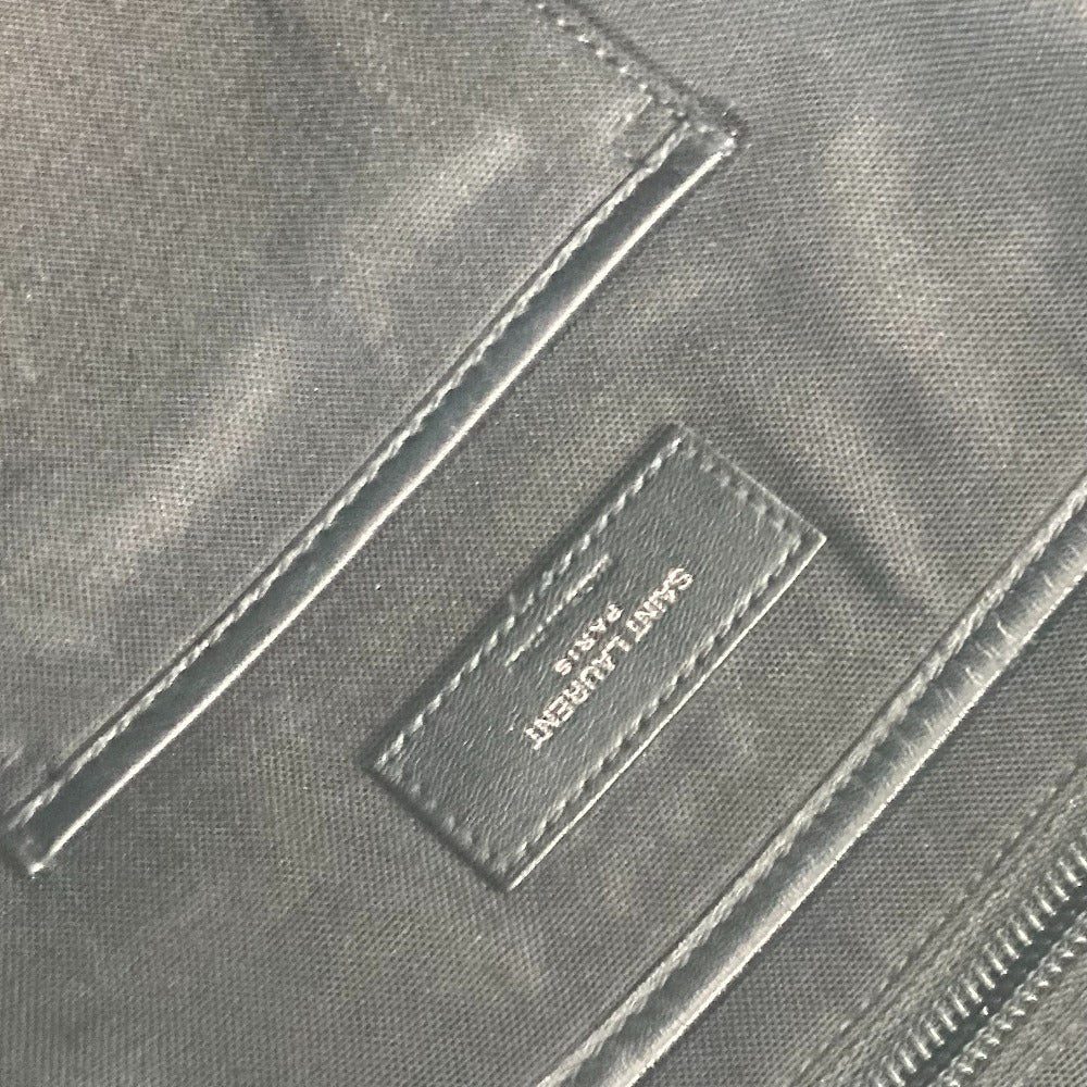 SAINT LAURENT PARIS Backpack 609109 Leather / coated canvas beige Grid pattern mens Used Authentic