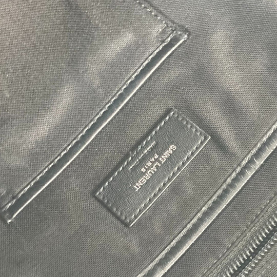 SAINT LAURENT PARIS Backpack 609109 Leather / coated canvas beige Grid pattern mens Used Authentic