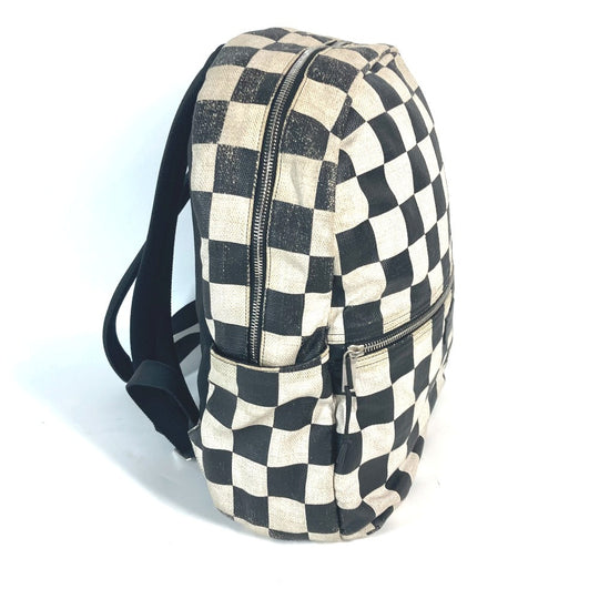 SAINT LAURENT PARIS Backpack 609109 Leather / coated canvas beige Grid pattern mens Used Authentic