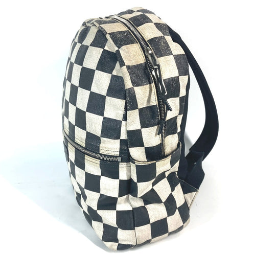 SAINT LAURENT PARIS Backpack 609109 Leather / coated canvas beige Grid pattern mens Used Authentic