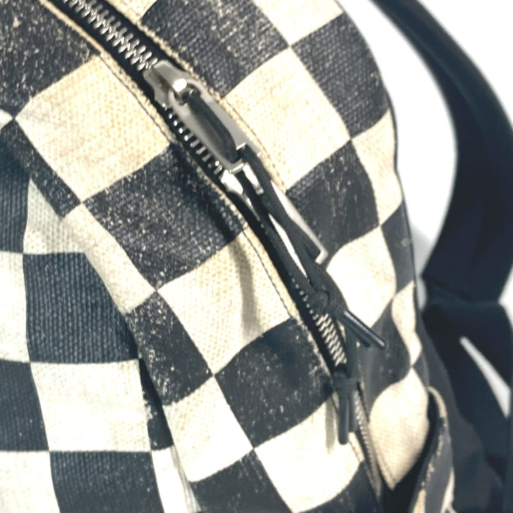 SAINT LAURENT PARIS Backpack 609109 Leather / coated canvas beige Grid pattern mens Used Authentic