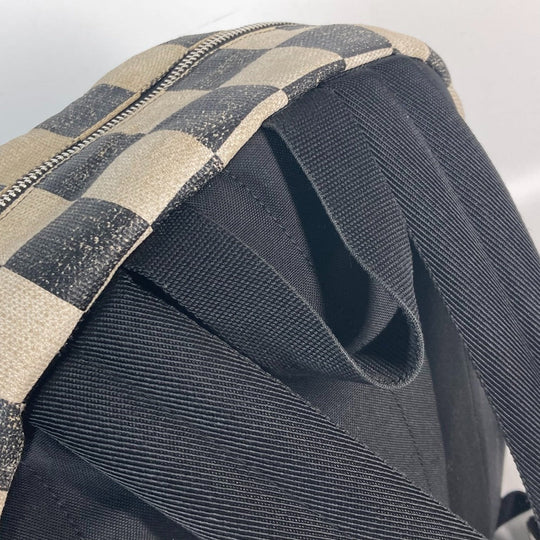 SAINT LAURENT PARIS Backpack 609109 Leather / coated canvas beige Grid pattern mens Used Authentic