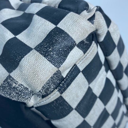 SAINT LAURENT PARIS Backpack 609109 Leather / coated canvas beige Grid pattern mens Used Authentic