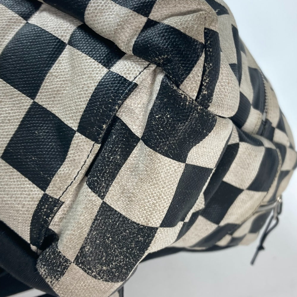 SAINT LAURENT PARIS Backpack 609109 Leather / coated canvas beige Grid pattern mens Used Authentic