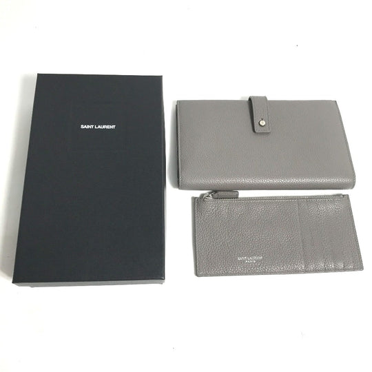 YVES SAINT LAURENT Long Wallet Purse 504981 leather gray Long wallet Sac de Jules Women Used Authentic