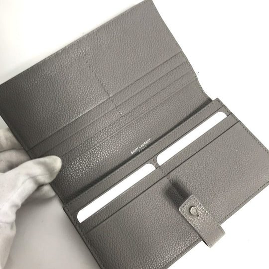 YVES SAINT LAURENT Long Wallet Purse 504981 leather gray Long wallet Sac de Jules Women Used Authentic