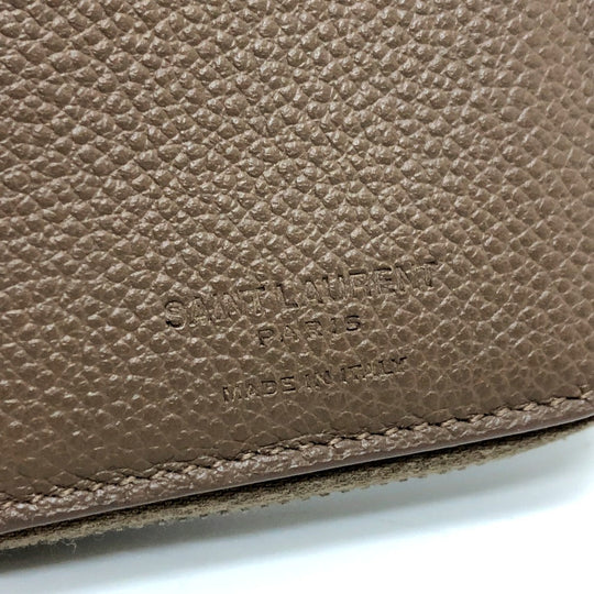 SAINT LAURENT PARIS Folded wallet 668319 leather Brown logo Women Used Authentic