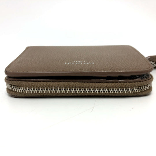 SAINT LAURENT PARIS Folded wallet 668319 leather Brown logo Women Used Authentic