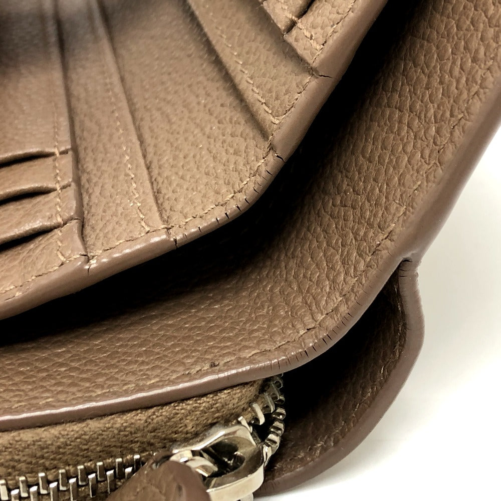 SAINT LAURENT PARIS Folded wallet 668319 leather Brown logo Women Used Authentic