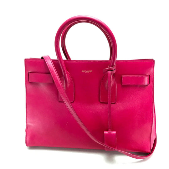 SAINT LAURENT PARIS Tote Bag 324823 leather Fusha pink Small Classic Sac de Jour Women Used Authentic