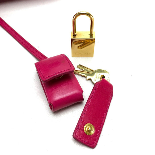 SAINT LAURENT PARIS Tote Bag 324823 leather Fusha pink Small Classic Sac de Jour Women Used Authentic