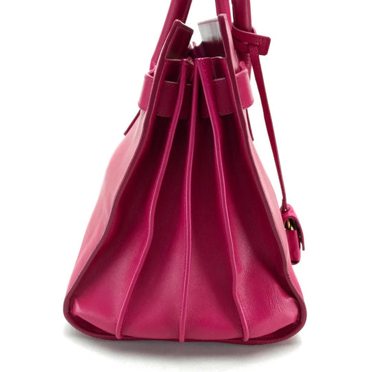 SAINT LAURENT PARIS Tote Bag 324823 leather Fusha pink Small Classic Sac de Jour Women Used Authentic